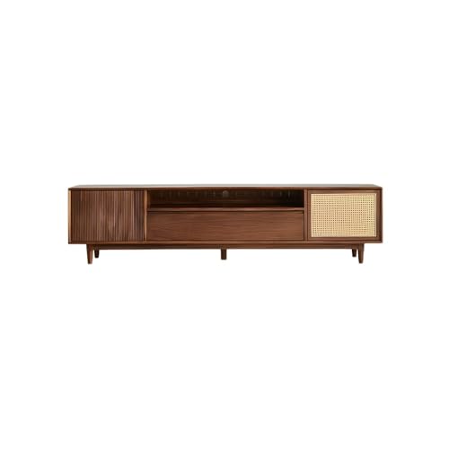 YCCHAH Moderne TV-Ständer 200x40x54cm Walnuss Massivholz TV-Seitenschrank, einfache Wohnzimmer-Aufbewahrungsmöbel, Entertainment-Center, geeignet for Hotels TV-Schrank Fürs Wohnzimmer von YCCHAH