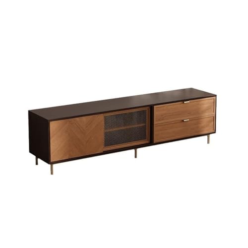YCCHAH Moderne TV-Ständer Retro Massivholz Standfernsehschrank Wohnzimmer Home Einfacher Kupfergitter-Fernsehschrank TV-Schrank Fürs Wohnzimmer(A:180CM*45CM*55CM) von YCCHAH