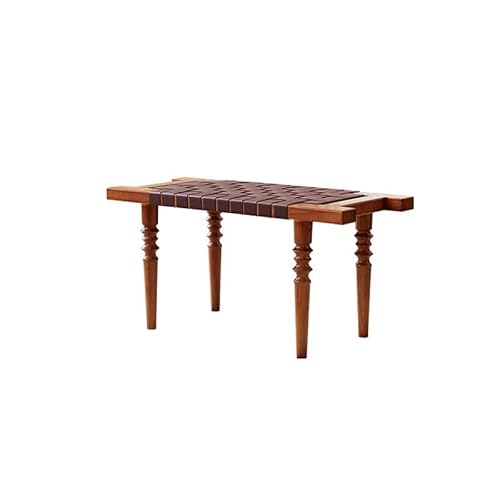 YCCHAH Schuhwechselhocker Nachttischhocker aus Holz, for die Veranda, Schuhbank, Fußstütze, gewebte Lange Bank, Hocker for Bekleidungsgeschäfte Eingangshocker(B) von YCCHAH