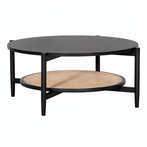 YCCHAH Sofa-Beistelltisch, Retro-Couchtisch aus Holz, rund, beweglich, nordisch, schwarz, Wohnzimmer, Freizeit, Zuhause, schlicht, kleine Wohnung, Wohnzimmer, Couchtisch (98 cm) von YCCHAH