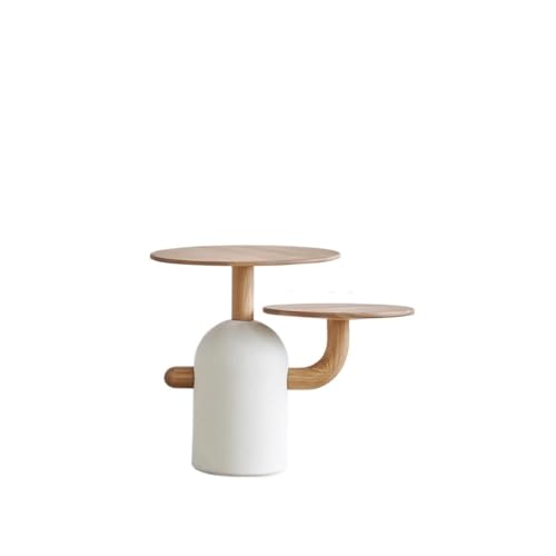 YCCHAH Sofa Beistelltisch Weiß Esche Holz Rund Couchtisch Kombi Beistelltisch Wohnzimmer Couchtisch von YCCHAH