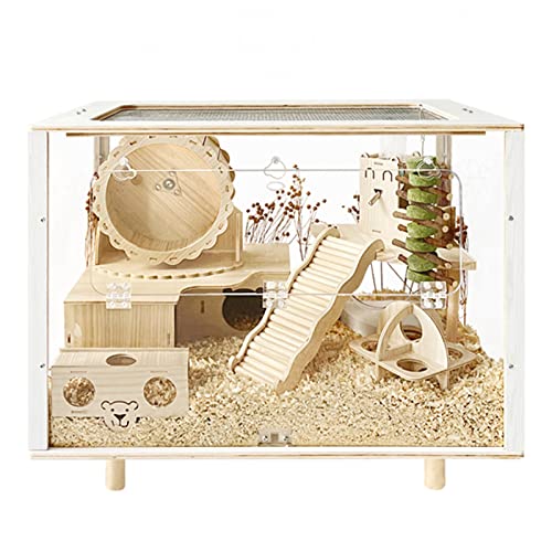 Hamsterkäfige Transparente Hamsterkäfige Und Lebensräume Kleintierkäfige Acrylkäfige Für Alle Hamster Ratten Und Andere Kleintiere Ähnlicher Größe (Color : Weiß, S : 60x37x48.4cm) von YCDJCS