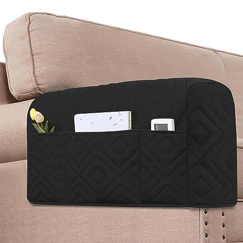 YCDZSW Armlehnenschoner, Organizer für Sofa Couch, Armlehne Organizer für Sofa Couch, Stuhl, Sessel, Wasserdicht rutschfeste TV-Fernbedienungshalter mit 6 Taschen für Zeitschriften (Schwarz) von YCDZSW