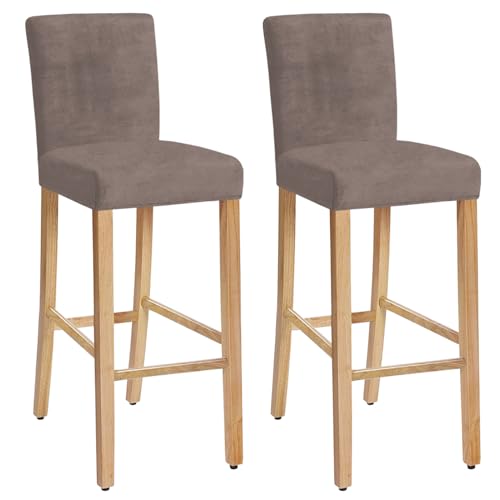 YCDZSW Barhocker Stuhlhussen | Samt Stretch Bar Stuhlbezüge Barhocker Bezug | Abnehmbare Barhocker Abdeckungen | Stuhl Slipcover Für Kurze Drehbare Stuhl (Taupe,2er-Set) von YCDZSW