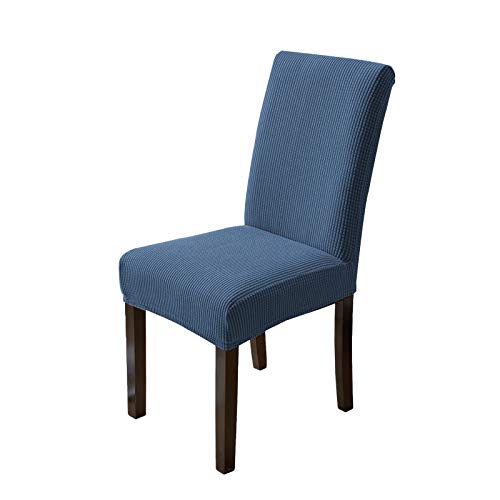 YCDZSW Esszimmer Stuhlbezug Moderne Beschützer Stuhlhussen Parsons Stuhl Schonbezug Stretch Abnehmbare WaschbarHochstühle (Blau,4 Stück) von YCDZSW