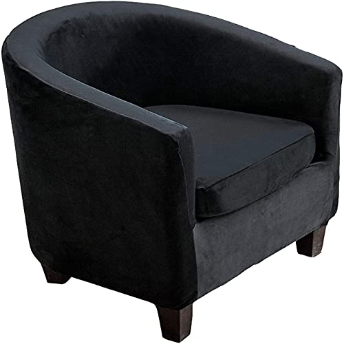 YCDZSW Sesselbezüge,2-Stücke Club Chair Schonbezug, Samt Sofabezug, Stretch Sofahusse Deko für Clubsessel Loungesessel Cocktailsessel (Schwarz) von YCDZSW