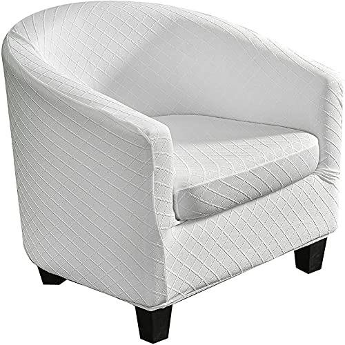 YCDZSW Sesselbezüge,2-Stücke Club Chair Schonbezug,Sofabezug, Stretch Sofahusse Deko für Clubsessel Loungesessel Cocktailsessel (Weiß) von YCDZSW