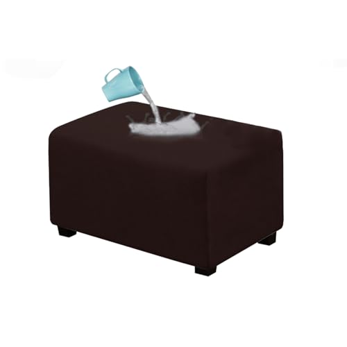 YCDZSW Stretch wasserdichte Ottomane Schonbezug | Rectangle Wildleder Hockerbezug | Herausnehmbar Pedalschutzhülle | Waschbar Hocker Protector Überzug (Dunkelbraun,Large) von YCDZSW