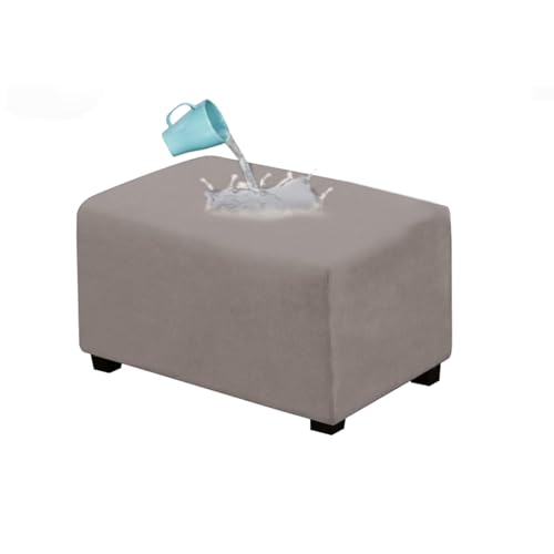 YCDZSW Stretch wasserdichte Ottomane Schonbezug | Rectangle Wildleder Hockerbezug | Herausnehmbar Pedalschutzhülle | Waschbar Hocker Protector Überzug (Grau-Braun,Large) von YCDZSW