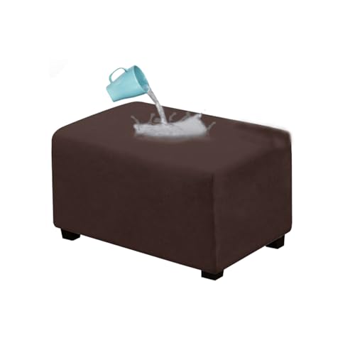 YCDZSW Stretch wasserdichte Ottomane Schonbezug | Rectangle Wildleder Hockerbezug | Herausnehmbar Pedalschutzhülle | Waschbar Hocker Protector Überzug (Hellbraun,X-Large) von YCDZSW