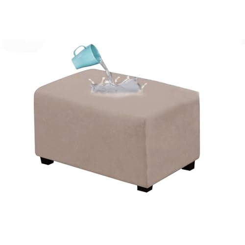 YCDZSW Stretch wasserdichte Ottomane Schonbezug | Rectangle Wildleder Hockerbezug | Herausnehmbar Pedalschutzhülle | Waschbar Hocker Protector Überzug (Khaki,X-Large) von YCDZSW