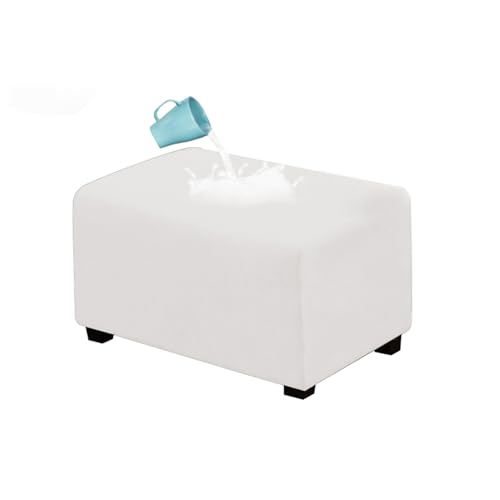 YCDZSW Stretch wasserdichte Ottomane Schonbezug | Rectangle Wildleder Hockerbezug | Herausnehmbar Pedalschutzhülle | Waschbar Hocker Protector Überzug (Weiß,X-Large) von YCDZSW