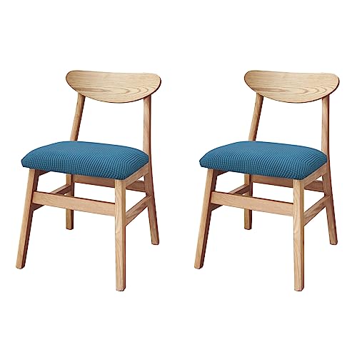 YCDZSW Stuhlbezug Sitzfläche, Stretch Bezug für Stühle Sitzbezüge für Esszimmerstühle Abwaschbar Schonbezug Stuhl Hussen (Denim Blau,2er Set) von YCDZSW