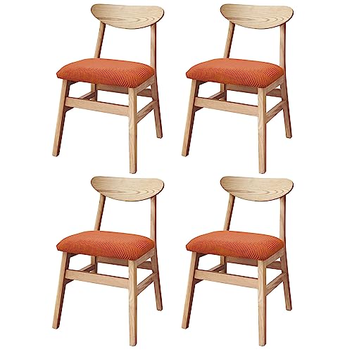 YCDZSW Stuhlbezug Sitzfläche, Stretch Bezug für Stühle Sitzbezüge für Esszimmerstühle Abwaschbar Schonbezug Stuhl Hussen (Orange Rot,4er Set) von YCDZSW