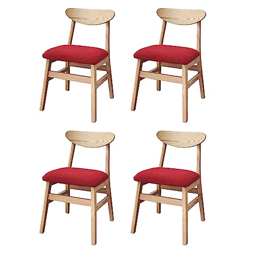 YCDZSW Stuhlbezug Sitzfläche, Stretch Bezug für Stühle Sitzbezüge für Esszimmerstühle Abwaschbar Schonbezug Stuhl Hussen (Rot,4er Set) von YCDZSW