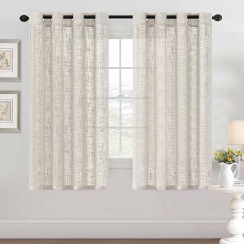 YCDZSW Wohnzimmer Vorhänge, Voile Vorhänge mit Ösen, Vorhange Modern, Leinenoptik, 2er Set, Fensterschal Kinderzimmer Schlafzimmer Küchengardinen (W 52" x L 63",Leinen) von YCDZSW
