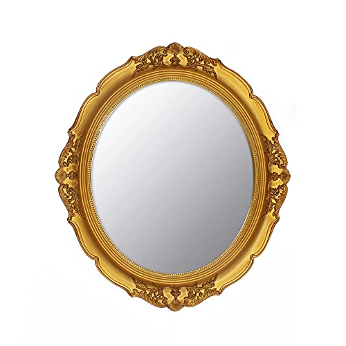 YCHMIR Dekorativer Spiegel, Vintage-Spiegel, Hängespiegel, oval, 37,6 x 33,3 cm, Gold von YCHMIR