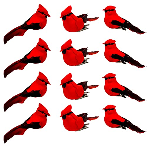 YCHTEWY - Cardinal Weihnachtsbaumschmuck zum Anklippen – Set mit 12 Stück, Größe 7,1 cm (C) von YCHTEWY