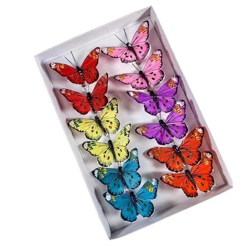 YCHTEWY Feder-Schmetterlings-Dekorationsset, 12 Stück, 6 Farben, Clips enthalten, für Zuhause, Hochzeit oder Party-Dekorationen YCHTEWY Feder-Schmetterlings-Dekorationsset, 12 Stück, 6 Farben, Clips enthalten, für Zuhause, Hochzeit oder Party-Dekorationen von YCHTEWY