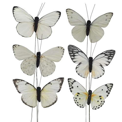 YCHTEWY Gefälschte Schmetterlinge für Basteldekoration, 12 Stück, mit Draht, Hochzeit, Zuhause, Blumentopf, Weihnachten, Party, Frühling, Heimdekoration, Blumen, YCB6B von YCHTEWY