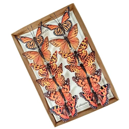 YCHTEWY Künstliche Feder, 3D-Schmetterling, Party-Dekorationen, Set mit 12 Stück, mit Clip, 6 farbige Ornamente für den Weihnachtsbaum YCHTEWY Künstliche Feder, 3D-Schmetterling, Party-Dekorationen, Set mit 12 Stück, mit Clip, 6 farbige Ornamente für den Weihnachtsbaum von YCHTEWY