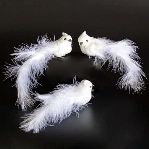 YCHTEWY - Künstlicher Taubenvogel mit Federn Dekorationen Set mit 9 Stück Blumenarrangement mit Clip 16,5 cm von YCHTEWY
