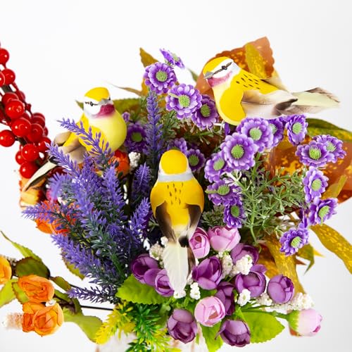 YCHTEWY -Künstlicher Vogel zur Dekoration Frühling Ornament Baum 12er Set mit Clip Weihnachten und Hochzeit Dekorationen von YCHTEWY