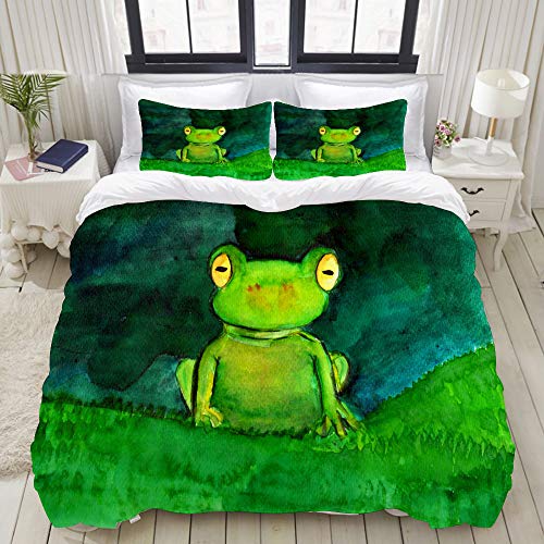 YCHY Bedding Bettwäsche-Set,lustiger Frosch,Mikrofaser Bettbezug und Kissenbezug - (135 x 200 cm) von YCHY