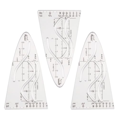 Parabelschablone Mathe, 3 Stück Kurvenschablone, Parabel Zeichenschablone, Normalparabel Schablone, Schablone Einheitsparabel, Parabel Lineal, für Studenten Büro Designer Malerei von YCICHE