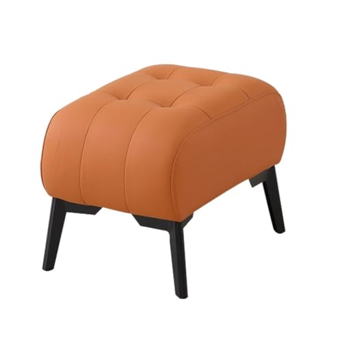 Bequemer gepolsterter Hocker Fußhocker mit weich gepolstertem Sitz, Kleiner Beistelltisch mit Metallbeinen, Hocker zum Schuhewechseln im Eingangsbereich(Orange,S) von YCKEGEW