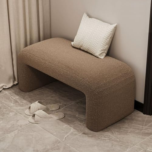 Gewölbte Gepolsterte Sitzbank, Sitzbank Für Bekleidungsgeschäfte/Friseursalons, Bänke Für Das Fußende Von Betten Hocker Zum Schuhewechseln Für Den Eingangsbereich(Coffee Brown,80cm) von YCKEGEW