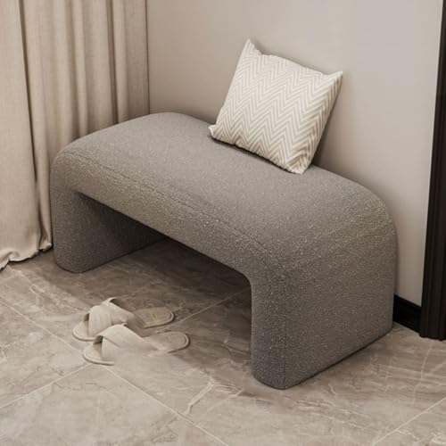 Gewölbte Gepolsterte Sitzbank, Sitzbank Für Bekleidungsgeschäfte/Friseursalons, Bänke Für Das Fußende Von Betten Hocker Zum Schuhewechseln Für Den Eingangsbereich(Grey,60cm) von YCKEGEW
