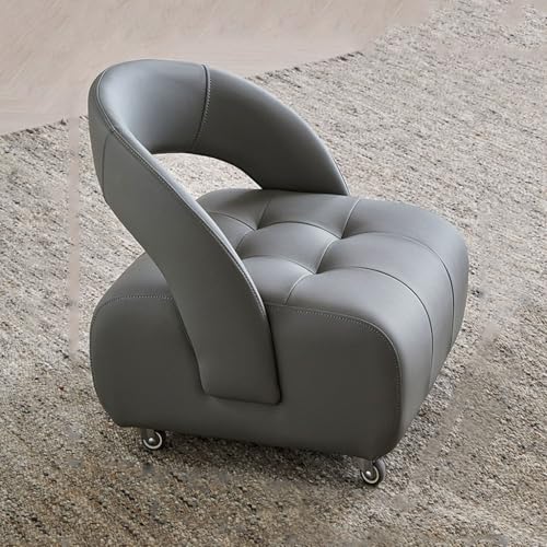 Kleine Sitzbank mit niedriger Rückenlehne, Lederhocker mit Rollen, Moderne niedrige Hocker Ottomane Fußstütze for Couch, Mit Schaumstoff gefülltes Kissen(Grey,L) von YCKEGEW