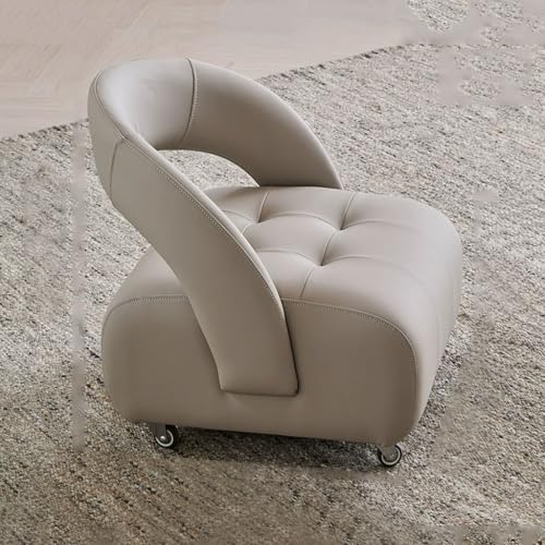 Kleine Sitzbank mit niedriger Rückenlehne, Lederhocker mit Rollen, Moderne niedrige Hocker Ottomane Fußstütze for Couch, Mit Schaumstoff gefülltes Kissen(Light Grey,L) von YCKEGEW