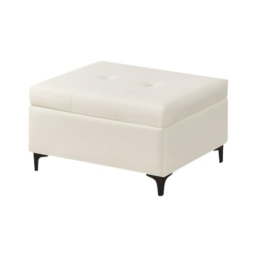 Kleiner Hocker Mit Stauraum, Rechteckige Ottomane Als Fußstütze Weich Gepolsterter Sitz Mit Metallbeinen, Trittleiter Für Zu Hause Fußhocker Für Das Wohnzimmer(Beige-White) von YCKEGEW