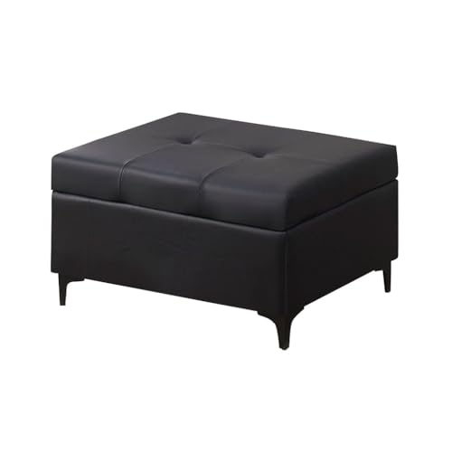Kleiner Hocker Mit Stauraum, Rechteckige Ottomane Als Fußstütze Weich Gepolsterter Sitz Mit Metallbeinen, Trittleiter Für Zu Hause Fußhocker Für Das Wohnzimmer(Black) von YCKEGEW