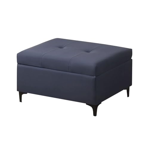 Kleiner Hocker Mit Stauraum, Rechteckige Ottomane Als Fußstütze Weich Gepolsterter Sitz Mit Metallbeinen, Trittleiter Für Zu Hause Fußhocker Für Das Wohnzimmer(Navy Blue) von YCKEGEW