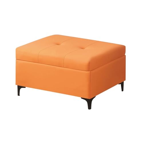 Kleiner Hocker Mit Stauraum, Rechteckige Ottomane Als Fußstütze Weich Gepolsterter Sitz Mit Metallbeinen, Trittleiter Für Zu Hause Fußhocker Für Das Wohnzimmer(Orange) von YCKEGEW