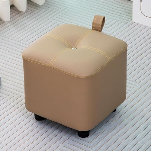 Kleiner Ottoman-Hocker-Würfel Gepolsterte Sitzhocker Für Sofas, Pouf-Fußhocker Bettende-Bank Hocker Zum Schuhewechseln Für Den Eingangsbereich Und Das Schlafzimmer(Light Brown,H-30CM) von YCKEGEW
