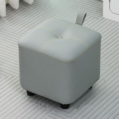 Kleiner Ottoman-Hocker-Würfel Gepolsterte Sitzhocker Für Sofas, Pouf-Fußhocker Bettende-Bank Hocker Zum Schuhewechseln Für Den Eingangsbereich Und Das Schlafzimmer(Light Grey,H-30CM) von YCKEGEW