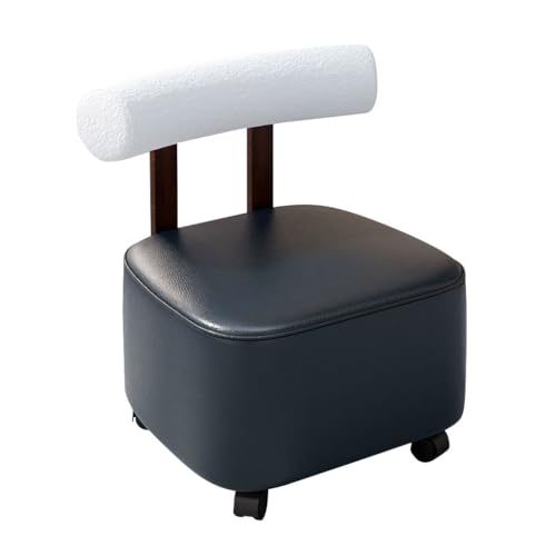 Moderne Bank Mit Niedriger Rückenlehne, Sofa-Teetisch Für Das Wohnzimmer, Sitzfläche Mit Lederpolsterung Rollbarer Hocker Tragbare Schuhhocker Für Den Eingangsbereich(Black) von YCKEGEW