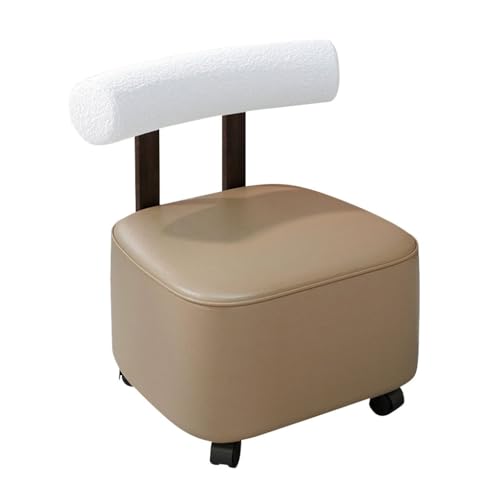 Moderne Bank Mit Niedriger Rückenlehne, Sofa-Teetisch Für Das Wohnzimmer, Sitzfläche Mit Lederpolsterung Rollbarer Hocker Tragbare Schuhhocker Für Den Eingangsbereich(Khaki) von YCKEGEW