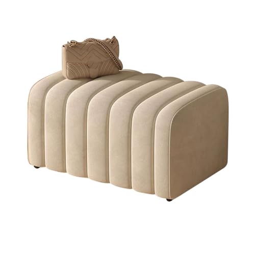 Moderne Ottomane Mit Samt Gepolsterte Bettbank, Schuhbank Für Den Eingangsbereich, Fensterbank-Fußstütze Hocker Für Die Couch, Stabiler Holzrahmen(Beige,60cm) von YCKEGEW