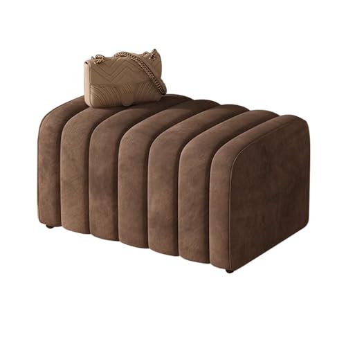 Moderne Ottomane Mit Samt Gepolsterte Bettbank, Schuhbank Für Den Eingangsbereich, Fensterbank-Fußstütze Hocker Für Die Couch, Stabiler Holzrahmen(Khaki,60cm) von YCKEGEW
