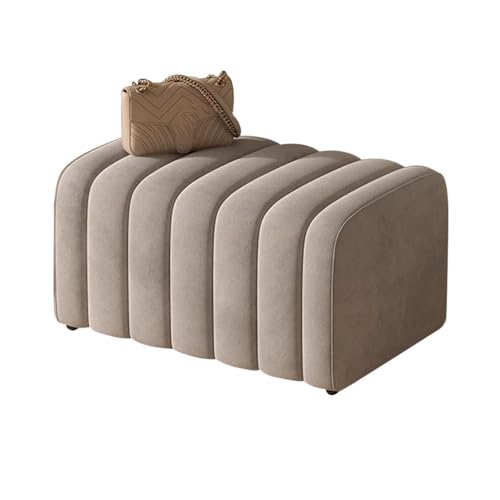 Moderne Ottomane Mit Samt Gepolsterte Bettbank, Schuhbank Für Den Eingangsbereich, Fensterbank-Fußstütze Hocker Für Die Couch, Stabiler Holzrahmen(Light Grey,60cm) von YCKEGEW