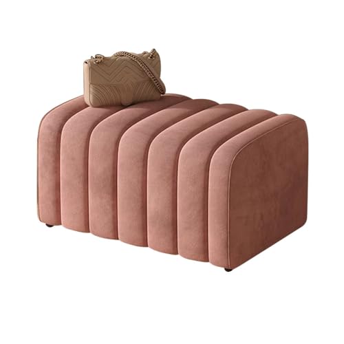 Moderne Ottomane Mit Samt Gepolsterte Bettbank, Schuhbank Für Den Eingangsbereich, Fensterbank-Fußstütze Hocker Für Die Couch, Stabiler Holzrahmen(Roze,60cm) von YCKEGEW