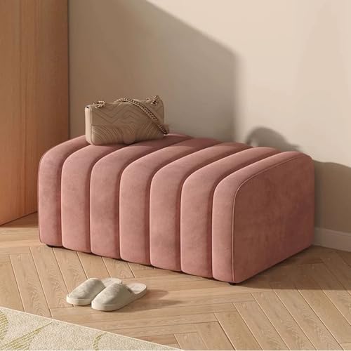 Moderne Ottomane Mit Samt Gepolsterte Bettbank, Schuhbank Für Den Eingangsbereich, Fensterbank-Fußstütze Hocker Für Die Couch, Stabiler Holzrahmen(Roze,80cm) von YCKEGEW