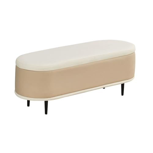 Moderne Ovale Ottomane Als Fußstütze, Schuhbank Mit Stauraum Für Den Eingangsbereich, Hocker Mit Metallbeinen Am Fußende des Bettes, Spielzeugkiste Als Fußhocker(Apricot,100cm) von YCKEGEW