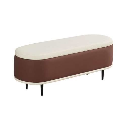 Moderne Ovale Ottomane Als Fußstütze, Schuhbank Mit Stauraum Für Den Eingangsbereich, Hocker Mit Metallbeinen Am Fußende des Bettes, Spielzeugkiste Als Fußhocker(Dark Brown,100cm) von YCKEGEW