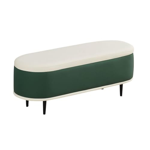 Moderne Ovale Ottomane Als Fußstütze, Schuhbank Mit Stauraum Für Den Eingangsbereich, Hocker Mit Metallbeinen Am Fußende des Bettes, Spielzeugkiste Als Fußhocker(Dark Green,120cm) von YCKEGEW